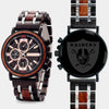 Las Vegas Raiders Mens Wrist Watch - Personalized Las Vegas Raiders Mens Watches - Custom Gifts For Him, Birthday Gifts, Gift For Dad - Best 2022 Las Vegas Raiders Christmas Gifts - Black 45mm NFL Wood Watch - By Engraved In Nature