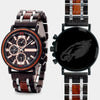 Philadelphia Eagles Mens Wrist Watch - Personalized Philadelphia Eagles Mens Watches - Custom Gifts For Him, Birthday Gifts, Gift For Dad - Best 2022 Philadelphia Eagles Christmas Gifts - Black 45mm NFL Wood Watch - By Engraved In Nature