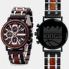 Sacramento Kings Mens Wrist Watch - Personalized Sacramento Kings Mens Watches - Custom Gifts For Him, Birthday Gifts, Gift For Dad - Best 2022 Sacramento Kings Christmas Gifts - Black 45mm NBA Wood Watch - By Engraved In Nature