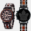 Toronto Maple Leafs Mens Wrist Watch  - Personalized Toronto Maple Leafs Mens Watches - Custom Gifts For Him, Birthday Gifts, Gift For Dad - Best 2022 Toronto Maple Leafs Christmas Gifts - Black 45mm NHL Wood Watch - By Engraved In Nature