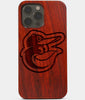 Carved Wood Baltimore Orioles iPhone 13 Pro Max Case | Custom Baltimore Orioles Gift, Birthday Gift | Personalized Mahogany Wood Cover, Gifts For Him, Monogrammed Gift For Fan | by Engraved In Nature