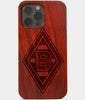Carved Wood Borussia Monchengladbach iPhone 13 Pro Max Case | Custom Borussia Monchengladbach Gift, Birthday Gift | Personalized Mahogany Wood Cover, Gifts For Him, Monogrammed Gift For Fan | by Engraved In Nature