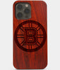 Carved Wood Boston Bruins iPhone 13 Pro Max Case | Custom Boston Bruins Gift, Birthday Gift | Personalized Mahogany Wood Cover, Gifts For Him, Monogrammed Gift For Fan | by Engraved In Nature