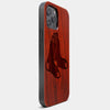 Best Wood Boston Red Sox iPhone 13 Pro Case | Custom Boston Red Sox Gift | Mahogany Wood Cover - Engraved In Nature