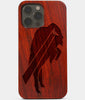 Carved Wood Buffalo Bills iPhone 13 Pro Max Case | Custom Buffalo Bills Gift, Birthday Gift | Personalized Mahogany Wood Cover, Gifts For Him, Monogrammed Gift For Fan | by Engraved In Nature