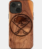 Eco-friendly Buffalo Sabres iPhone 15 Case - Carved Wood Custom Buffalo Sabres Gift For Him - Monogrammed Personalized iPhone 15 Cover By Engraved In Nature
