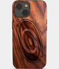 Eco-friendly Carolina Hurricanes iPhone 14 Plus Case - Carved Wood Custom Carolina Hurricanes Gift For Him - Monogrammed Personalized iPhone 14 Plus Cover By Engraved In Nature