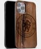 Best Wood Chelsea F.C. iPhone 13 Pro Max Case | Custom Chelsea F.C. Gift | Walnut Wood Cover - Engraved In Nature
