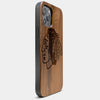 Best Wood Chicago Blackhawks iPhone 13 Pro Max Case | Custom Chicago Blackhawks Gift | Walnut Wood Cover - Engraved In Nature