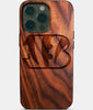Eco-friendly Cincinnati Bengals iPhone 14 Pro Max Case - Carved Wood Custom Cincinnati Bengals Gift For Him - Monogrammed Personalized iPhone 14 Pro Max Cover By Engraved In Nature