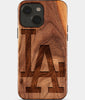 Eco-friendly Classic Los Angeles Dodgers iPhone 15 Case. Dodgers 2025 World Series Cases. Carved Wood Custom Los Angeles Dodgers Gift For Him - Monogrammed Personalized iPhone 15 Cover By Engraved In Nature