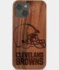 Carved Wood Cleveland Browns iPhone 13 Case | Custom Cleveland Browns Gift, Birthday Gift | Personalized Mahogany Wood Cover, Gifts For Him, Monogrammed Gift For Fan | by Engraved In Nature