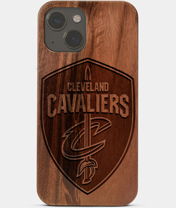 Carved Wood Cleveland Cavaliers iPhone 13 Mini Case | Custom Cleveland Cavaliers Gift, Birthday Gift | Personalized Mahogany Wood Cover, Gifts For Him, Monogrammed Gift For Fan | by Engraved In Nature
