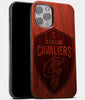 Best Wood Cleveland Cavaliers iPhone 13 Pro Max Case | Custom Cleveland Cavaliers Gift | Mahogany Wood Cover - Engraved In Nature