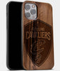 Best Wood Cleveland Cavaliers iPhone 13 Pro Max Case | Custom Cleveland Cavaliers Gift | Walnut Wood Cover - Engraved In Nature