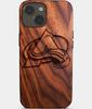 Eco-friendly Colorado Avalanche iPhone 14 Plus Case - Carved Wood Custom Colorado Avalanche Gift For Him - Monogrammed Personalized iPhone 14 Plus Cover By Engraved In Nature