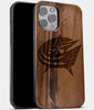 Best Wood Columbus Blue Jackets iPhone 13 Pro Case | Custom Columbus Blue Jackets Gift | Walnut Wood Cover - Engraved In Nature