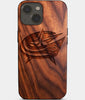 Eco-friendly Columbus Blue Jackets iPhone 14 Plus Case - Carved Wood Custom Columbus Blue Jackets Gift For Him - Monogrammed Personalized iPhone 14 Plus Cover By Engraved In Nature