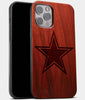 Best Wood Dallas Cowboys iPhone 13 Pro Case | Custom Dallas Cowboys Gift | Mahogany Wood Cover - Engraved In Nature
