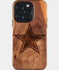 Eco-friendly Dallas Cowboys iPhone 15 Pro Case - Carved Wood Custom Dallas Cowboys Gift For Him - Monogrammed Personalized iPhone 15 Pro Cover By Engraved In Nature