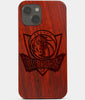 Carved Wood Dallas Mavericks iPhone 13 Case | Custom Dallas Mavericks Gift, Birthday Gift | Personalized Mahogany Wood Cover, Gifts For Him, Monogrammed Gift For Fan | by Engraved In Nature