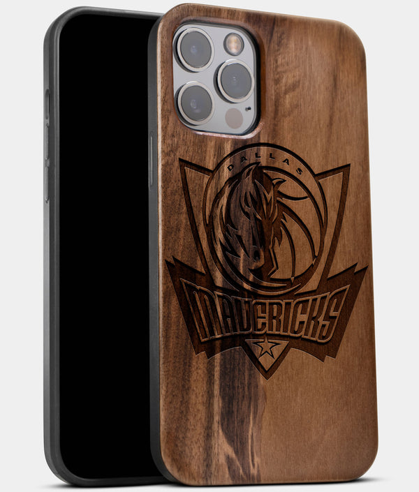 Best Wood Dallas Mavericks iPhone 13 Pro Case | Custom Dallas Mavericks Gift | Walnut Wood Cover - Engraved In Nature