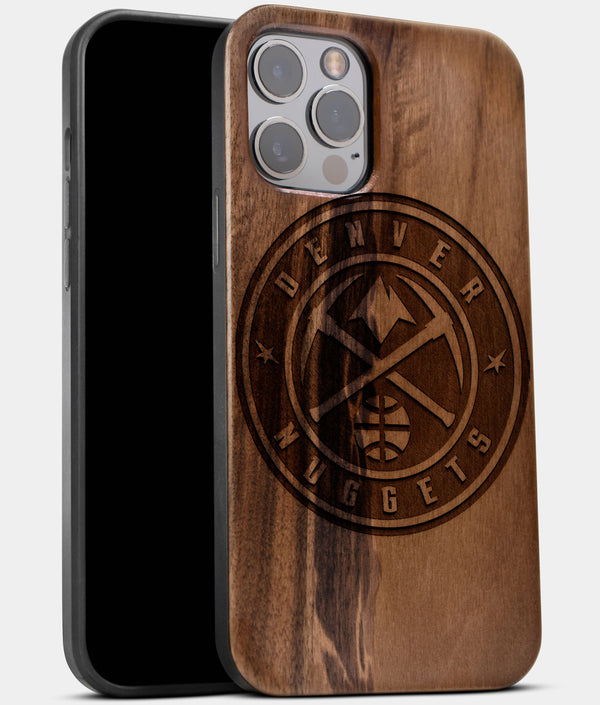 Best Wood Denver Nuggets iPhone 13 Pro Case | Custom Denver Nuggets Gift | Walnut Wood Cover - Engraved In Nature