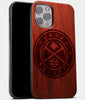 Best Wood Denver Nuggets iPhone 13 Pro Max Case | Custom Denver Nuggets Gift | Mahogany Wood Cover - Engraved In Nature