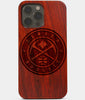 Carved Wood Denver Nuggets iPhone 13 Pro Max Case | Custom Denver Nuggets Gift, Birthday Gift | Personalized Mahogany Wood Cover, Gifts For Him, Monogrammed Gift For Fan | by Engraved In Nature