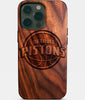 Eco-friendly Detroit Pistons iPhone 14 Pro Max Case - Carved Wood Custom Detroit Pistons Gift For Him - Monogrammed Personalized iPhone 14 Pro Max Cover By Engraved In Nature