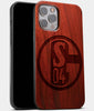 Best Wood FC Schalke 04 iPhone 13 Pro Max Case | Custom FC Schalke 04 Gift | Mahogany Wood Cover - Engraved In Nature