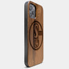 Best Wood FC Schalke 04 iPhone 13 Pro Max Case | Custom FC Schalke 04 Gift | Walnut Wood Cover - Engraved In Nature