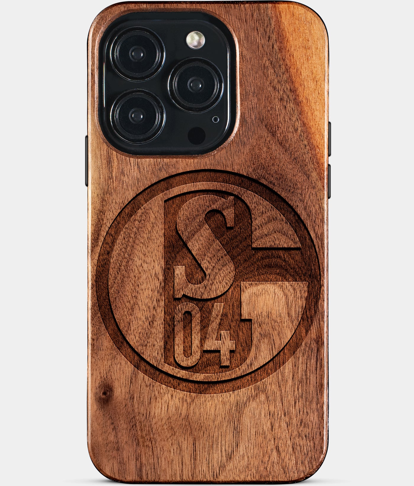 Eco-friendly FC Schalke 04 iPhone 15 Pro Case - Carved Wood Custom FC Schalke 04 Gift For Him - Monogrammed Personalized iPhone 15 Pro Cover By Engraved In Nature