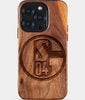 Eco-friendly FC Schalke 04 iPhone 15 Pro Case - Carved Wood Custom FC Schalke 04 Gift For Him - Monogrammed Personalized iPhone 15 Pro Cover By Engraved In Nature