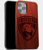 Best Wood Florida Panthers iPhone 13 Pro Case | Custom Florida Panthers Gift | Mahogany Wood Cover - Engraved In Nature
