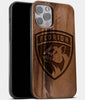 Best Wood Florida Panthers iPhone 13 Pro Case | Custom Florida Panthers Gift | Walnut Wood Cover - Engraved In Nature