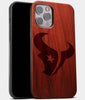 Best Wood Houston Texans iPhone 13 Pro Max Case | Custom Houston Texans Gift | Mahogany Wood Cover - Engraved In Nature