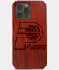 Carved Wood Indiana Pacers iPhone 13 Pro Max Case | Custom Indiana Pacers Gift, Birthday Gift | Personalized Mahogany Wood Cover, Gifts For Him, Monogrammed Gift For Fan | by Engraved In Nature
