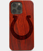 Carved Wood Indianapolis Colts iPhone 13 Pro Max Case | Custom Indianapolis Colts Gift, Birthday Gift | Personalized Mahogany Wood Cover, Gifts For Him, Monogrammed Gift For Fan | by Engraved In Nature