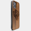Best Wood Jacksonville Jaguars iPhone 13 Pro Max Case | Custom Jacksonville Jaguars Gift | Walnut Wood Cover - Engraved In Nature
