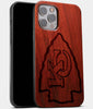 Best Wood Kansas City Chiefs iPhone 13 Pro Case | Custom Kansas City Chiefs Gift | Mahogany Wood Cover - Engraved In Nature
