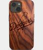 Eco-friendly Los Angeles Dodgers iPhone 14 Case. Dodgers 2025 World Series Cases. Carved Wood Custom Los Angeles Dodgers Gift For Him - Monogrammed Personalized iPhone 14 Cover By Engraved In Nature