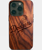 Eco-friendly Los Angeles Dodgers iPhone 14 Pro Case. Dodgers 2025 World Series Cases. Carved Wood Custom Los Angeles Dodgers Gift For Him - Monogrammed Personalized iPhone 14 Pro Cover By Engraved In Nature