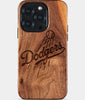 Eco-friendly Los Angeles Dodgers iPhone 15 Pro Case. Dodgers 2025 World Series Cases. Carved Wood Custom Los Angeles Dodgers Gift For Him - Monogrammed Personalized iPhone 15 Pro Cover By Engraved In Nature