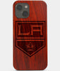 Carved Wood Los Angeles Kings iPhone 13 Case | Custom LA Kings Gift, Birthday Gift | Personalized Mahogany Wood Cover, Gifts For Him, Monogrammed Gift For Fan | by Engraved In Nature