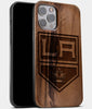 Best Wood Los Angeles Kings iPhone 13 Pro Case | Custom LA Kings Gift | Walnut Wood Cover - Engraved In Nature