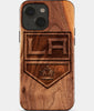 Eco-friendly Los Angeles Kings iPhone 15 Plus Case - Carved Wood Custom Los Angeles Kings Gift For Him - Monogrammed Personalized iPhone 15 Plus Cover By Engraved In Nature