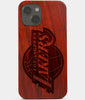 Carved Wood Los Angeles Lakers iPhone 13 Case | Custom LA Lakers Gift, Birthday Gift | Personalized Mahogany Wood Cover, Gifts For Him, Monogrammed Gift For Fan | by Engraved In Nature