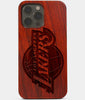 Carved Wood Los Angeles Lakers iPhone 13 Pro Max Case | Custom LA Lakers Gift, Birthday Gift | Personalized Mahogany Wood Cover, Gifts For Him, Monogrammed Gift For Fan | by Engraved In Nature