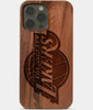 Carved Wood Los Angeles Lakers iPhone 13 Pro Max Case | Custom LA Lakers Gift, Birthday Gift | Personalized Mahogany Wood Cover, Gifts For Him, Monogrammed Gift For Fan | by Engraved In Nature